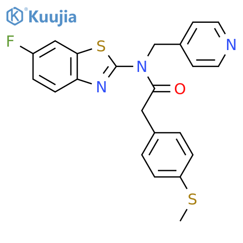 N-(6-fluoro-1,3-benzothiazol-2-yl)-2-4-(methylsulfanyl)phenyl-N-(pyridin-4-yl)methylacetamide structure