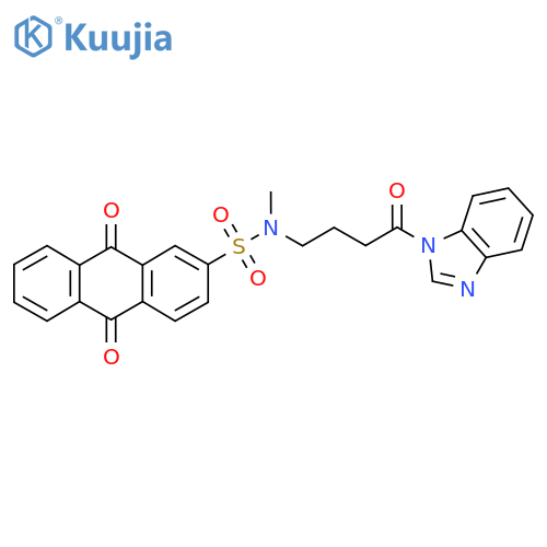 N-4-(1H-1,3-benzodiazol-1-yl)-4-oxobutyl-N-methyl-9,10-dioxo-9,10-dihydroanthracene-2-sulfonamide structure