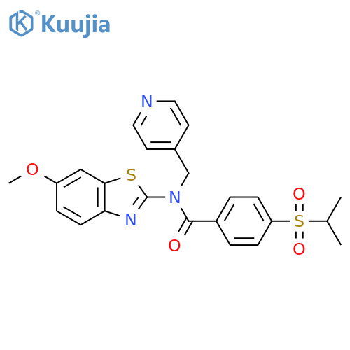 N-(6-methoxy-1,3-benzothiazol-2-yl)-4-(propane-2-sulfonyl)-N-(pyridin-4-yl)methylbenzamide structure