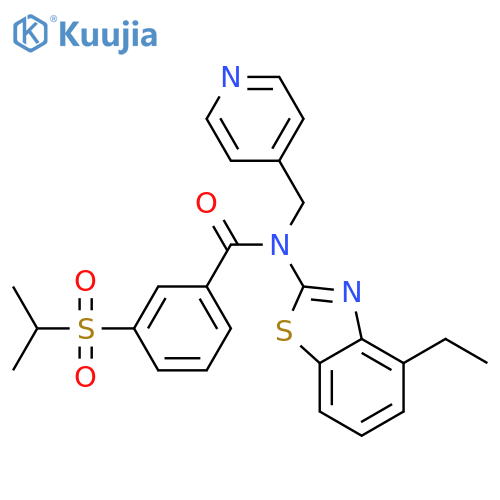 N-(4-ethyl-1,3-benzothiazol-2-yl)-3-(propane-2-sulfonyl)-N-(pyridin-4-yl)methylbenzamide structure