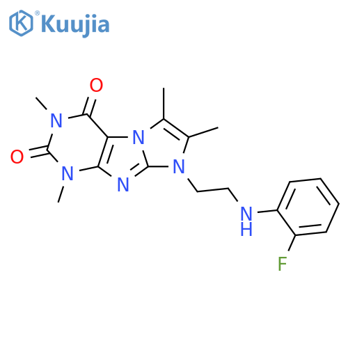 8-{2-(2-fluorophenyl)aminoethyl}-1,3,6,7-tetramethyl-1H,2H,3H,4H,8H-imidazo1,2-gpurine-2,4-dione structure