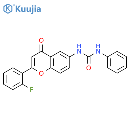 3-2-(2-fluorophenyl)-4-oxo-4H-chromen-6-yl-1-phenylurea structure