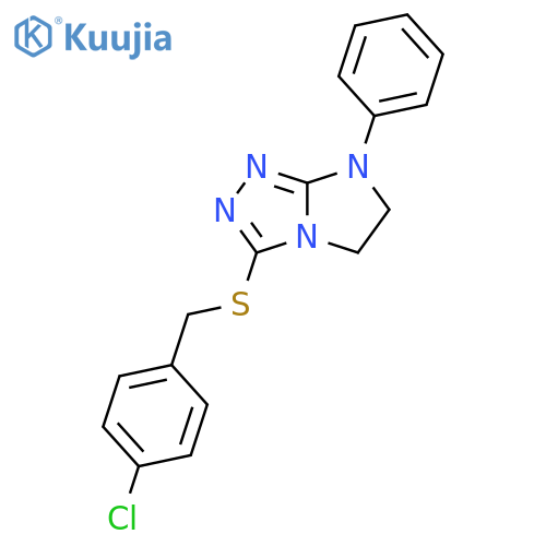 3-{(4-chlorophenyl)methylsulfanyl}-7-phenyl-5H,6H,7H-imidazo2,1-c1,2,4triazole structure