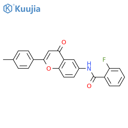 2-fluoro-N-2-(4-methylphenyl)-4-oxo-4H-chromen-6-ylbenzamide structure