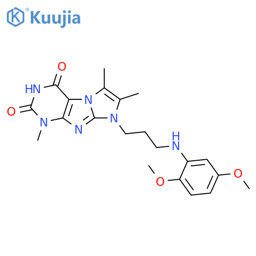 8-{3-(2,5-dimethoxyphenyl)aminopropyl}-1,6,7-trimethyl-1H,2H,3H,4H,8H-imidazo1,2-gpurine-2,4-dione structure
