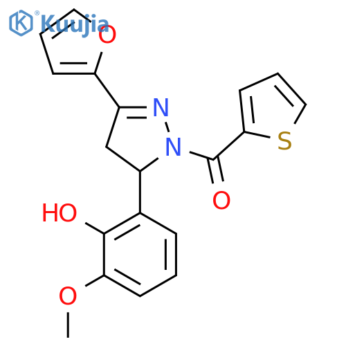 2-3-(furan-2-yl)-1-(thiophene-2-carbonyl)-4,5-dihydro-1H-pyrazol-5-yl-6-methoxyphenol structure