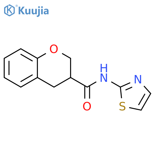 N-(1,3-thiazol-2-yl)-3,4-dihydro-2H-1-benzopyran-3-carboxamide structure