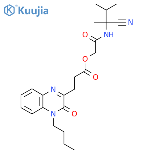 [(1-Cyano-1,2-dimethylpropyl)carbamoyl]methyl 3-(4-butyl-3-oxo-3,4-dihydroquinoxalin-2-yl)propanoate structure