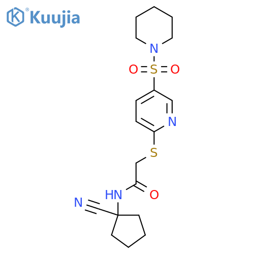 N-(1-cyanocyclopentyl)-2-{[5-(piperidine-1-sulfonyl)pyridin-2-yl]sulfanyl}acetamide structure