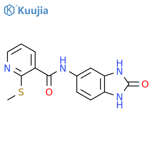 2-(methylsulfanyl)-N-(2-oxo-2,3-dihydro-1H-1,3-benzodiazol-5-yl)pyridine-3-carboxamide structure