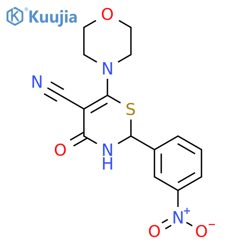 6-Morpholin-4-yl-2-(3-nitrophenyl)-4-oxo-2,3-dihydro-1,3-thiazine-5-carbonitrile structure