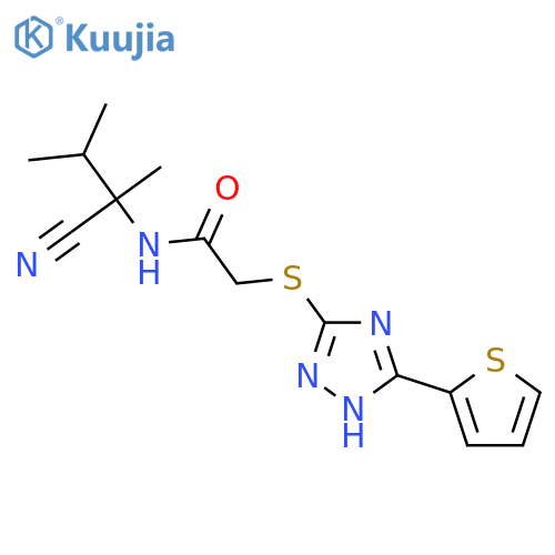 N-(1-cyano-1,2-dimethylpropyl)-2-{[3-(thiophen-2-yl)-1H-1,2,4-triazol-5-yl]sulfanyl}acetamide structure