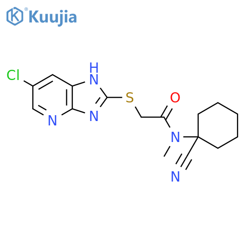 2-({6-chloro-3H-imidazo[4,5-b]pyridin-2-yl}sulfanyl)-N-(1-cyanocyclohexyl)-N-methylacetamide structure