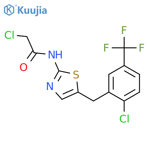 2-chloro-N-(5-{2-chloro-5-(trifluoromethyl)phenylmethyl}-1,3-thiazol-2-yl)acetamide structure