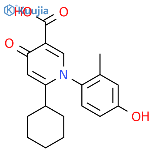 6-cyclohexyl-1-(4-hydroxy-2-methylphenyl)-4-oxo-1,4-dihydropyridine-3-carboxylic acid structure