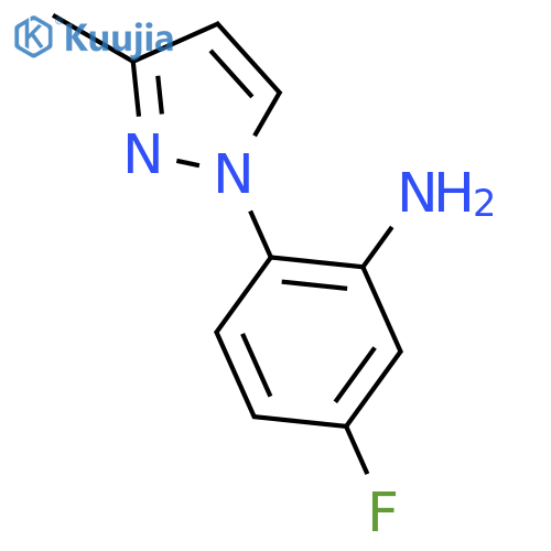 Benzenamine, 5-fluoro-2-(3-methyl-1H-pyrazol-1-yl)- structure