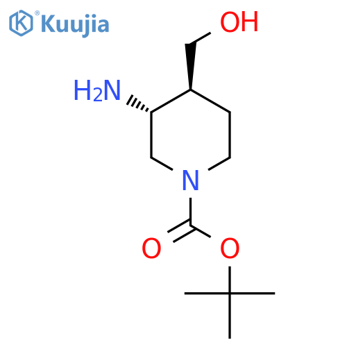 tert-butyl (3R,4R)-3-amino-4-(hydroxymethyl)piperidine-1-carboxylate structure