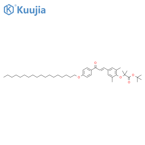 Propanoic acid,2-[2,6-dimethyl-4-[(1E)-3-[4-(octadecyloxy)phenyl]-3-oxo-1-propen-1-yl]phenoxy]-2-methyl-, 1,1-dimethylethyl ester structure
