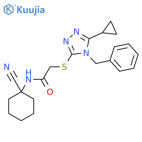 2-[(4-benzyl-5-cyclopropyl-4H-1,2,4-triazol-3-yl)sulfanyl]-N-(1-cyanocyclohexyl)acetamide structure
