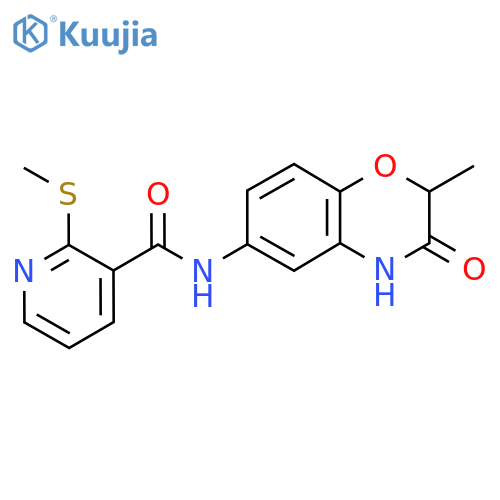 N-(2-methyl-3-oxo-4H-1,4-benzoxazin-6-yl)-2-methylsulfanylpyridine-3-carboxamide structure