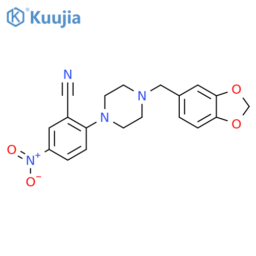 2-4-(1,3-Benzodioxol-5-ylmethyl)piperazin-1-yl-5-nitrobenzonitrile structure