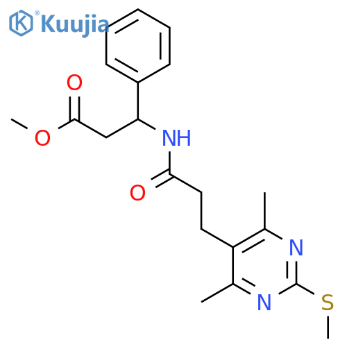 Methyl 3-{3-[4,6-dimethyl-2-(methylsulfanyl)pyrimidin-5-yl]propanamido}-3-phenylpropanoate structure