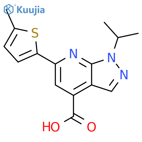 6-(5-Methylthiophen-2-yl)-1-(propan-2-yl)-1H-pyrazolo3,4-bpyridine-4-carboxylic Acid structure
