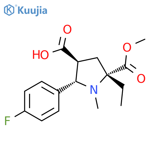 2,4-Pyrrolidinedicarboxylic acid, 2-ethyl-5-(4-fluorophenyl)-1-methyl-,2-methyl ester, (2R,4S,5S)-rel- structure