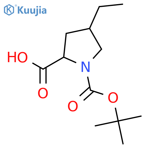 (2S,4R)-1-tert-butoxycarbonyl-4-ethyl-pyrrolidine-2-carboxylic acid structure