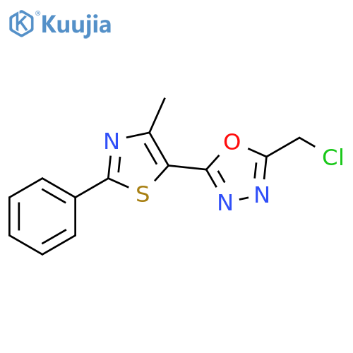2-(chloromethyl)-5-(4-methyl-2-phenyl-1,3-thiazol-5-yl)-1,3,4-oxadiazole structure