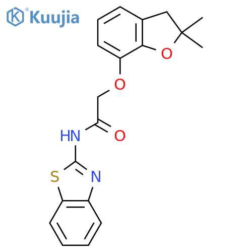 N-(1,3-benzothiazol-2-yl)-2-(2,2-dimethyl-2,3-dihydro-1-benzofuran-7-yl)oxyacetamide structure
