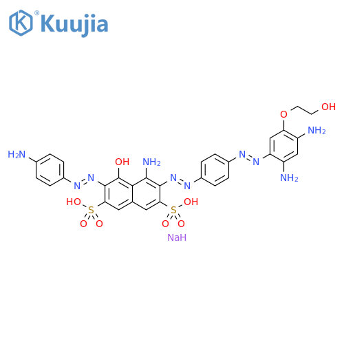2,7-Naphthalenedisulfonic acid, 4-amino-6-[2-(4-aminophenyl)diazenyl]-3-[2-[4-[2-[2,4-diamino-5-(2-hydroxyethoxy)phenyl]diazenyl]phenyl]diazenyl]-5-hydroxy-, sodium salt (1:2) structure