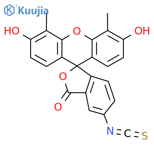Spiro(isobenzofuran-1(3H),9'-(9H)xanthen)-3-one, 3',6'-dihydroxy-5-isothiocyanato-4',5'-dimethyl- structure