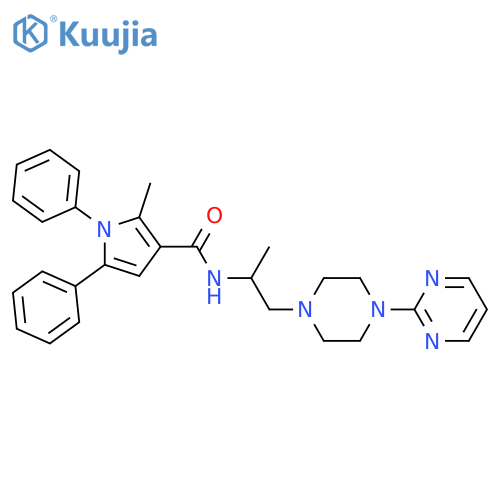 1H-Pyrrole-3-carboxamide,2-methyl-N-[1-methyl-2-[4-(2-pyrimidinyl)-1-piperazinyl]ethyl]-1,5-diphenyl- structure