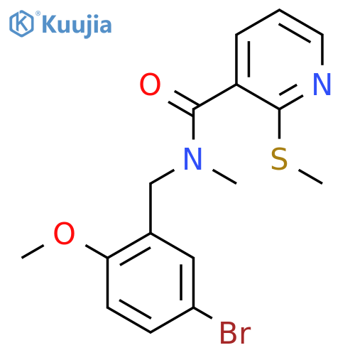 N-[(5-bromo-2-methoxyphenyl)methyl]-N-methyl-2-(methylsulfanyl)pyridine-3-carboxamide structure