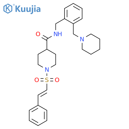 1-(2-phenylethenesulfonyl)-N-({2-[(piperidin-1-yl)methyl]phenyl}methyl)piperidine-4-carboxamide structure