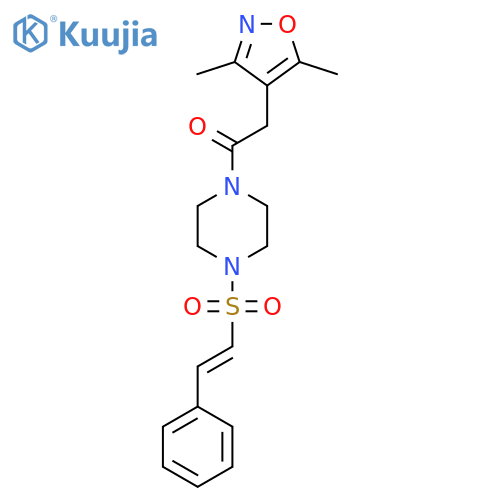 2-(3,5-Dimethyl-1,2-oxazol-4-yl)-1-[4-(2-phenylethenesulfonyl)piperazin-1-yl]ethan-1-one structure