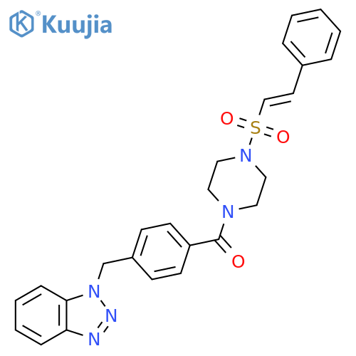 1-({4-[4-(2-phenylethenesulfonyl)piperazine-1-carbonyl]phenyl}methyl)-1H-1,2,3-benzotriazole structure