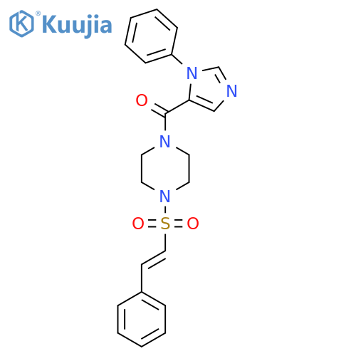 1-(1-phenyl-1H-imidazole-5-carbonyl)-4-(2-phenylethenesulfonyl)piperazine structure