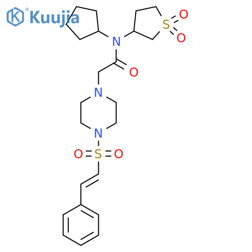 N-cyclopentyl-N-(1,1-dioxo-1lambda6-thiolan-3-yl)-2-[4-(2-phenylethenesulfonyl)piperazin-1-yl]acetamide structure