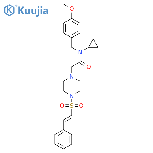 N-cyclopropyl-N-[(4-methoxyphenyl)methyl]-2-[4-(2-phenylethenesulfonyl)piperazin-1-yl]acetamide structure