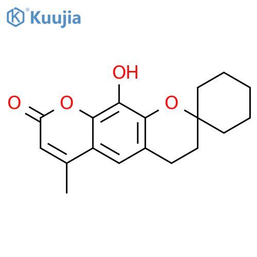 10-hydroxy-6-methylspiro[3,4-dihydropyrano[3,2-g]chromene-2,1'-cyclohexane]-8-one structure