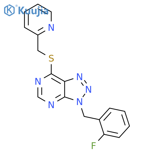 2-({3-(2-fluorophenyl)methyl-3H-1,2,3triazolo4,5-dpyrimidin-7-yl}sulfanyl)methylpyridine structure