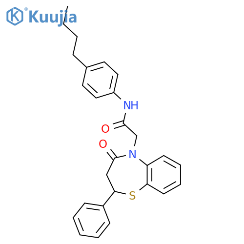 N-(4-butylphenyl)-2-(4-oxo-2-phenyl-2,3,4,5-tetrahydro-1,5-benzothiazepin-5-yl)acetamide structure