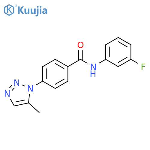 N-(3-fluorophenyl)-4-(5-methyl-1H-1,2,3-triazol-1-yl)benzamide structure