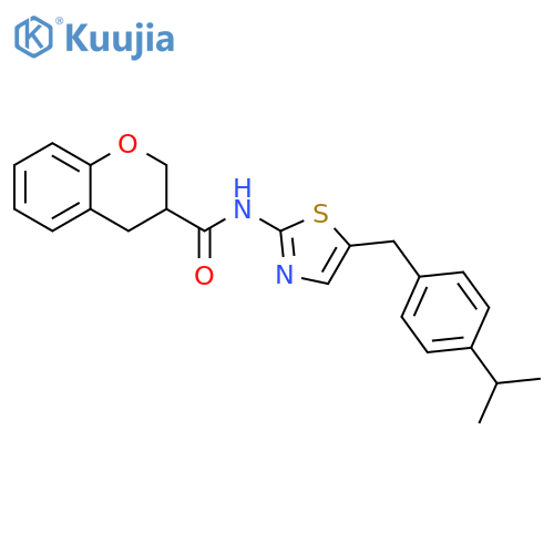 N-(5-{4-(propan-2-yl)phenylmethyl}-1,3-thiazol-2-yl)-3,4-dihydro-2H-1-benzopyran-3-carboxamide structure