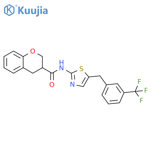N-(5-{3-(trifluoromethyl)phenylmethyl}-1,3-thiazol-2-yl)-3,4-dihydro-2H-1-benzopyran-3-carboxamide structure
