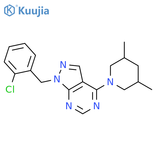 1-{1-(2-chlorophenyl)methyl-1H-pyrazolo3,4-dpyrimidin-4-yl}-3,5-dimethylpiperidine structure
