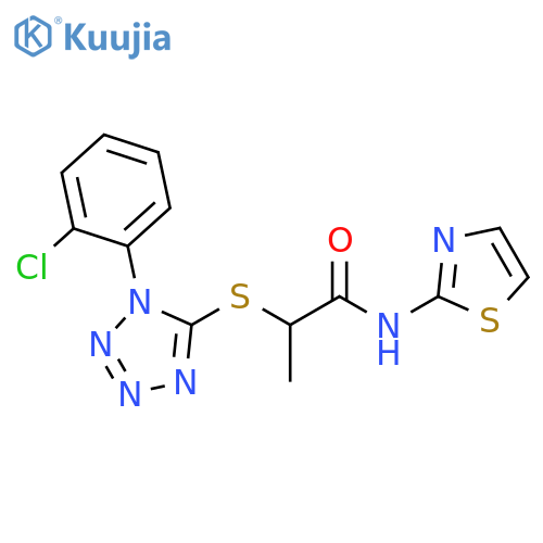 2-{1-(2-chlorophenyl)-1H-1,2,3,4-tetrazol-5-ylsulfanyl}-N-(1,3-thiazol-2-yl)propanamide structure