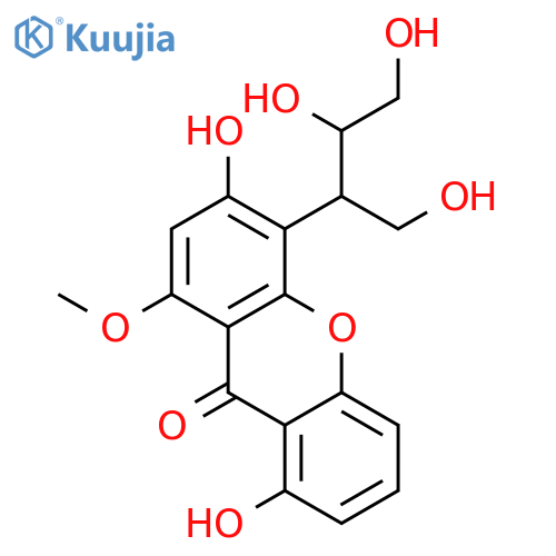 3,8-dihydroxy-4-(2,3-dihydroxy-1-hydroxymethylpropyl)-1-methoxyxanthone structure